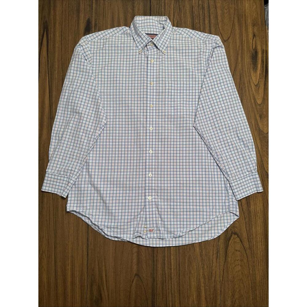 Vineyard Vines Murray‎ Men's Large Blue and Pink Plaid Button-Down Shirt Sz L